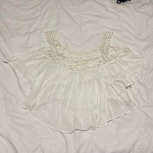 Lush cold shoulder flowy crop top